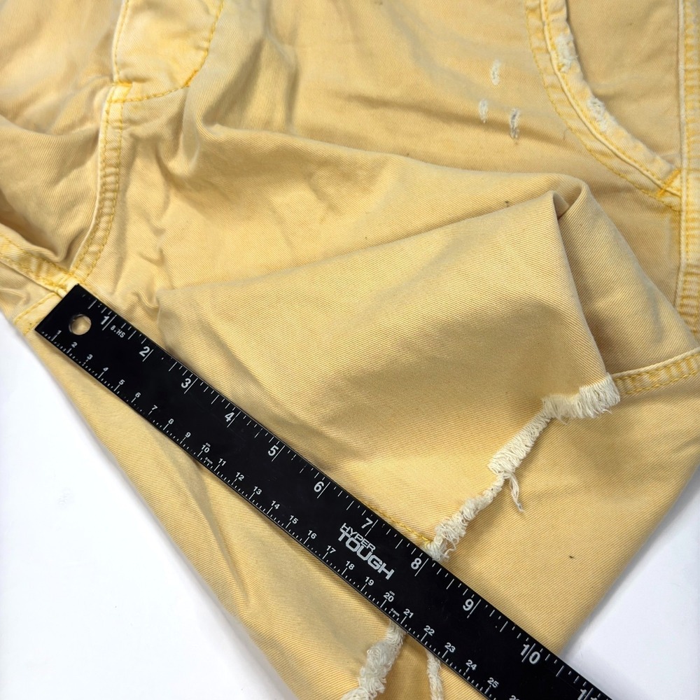 Y2K True Religion Chino Shorts Mens Size 36 Denim Jean Jorts Yellow - Picture 8 of 9